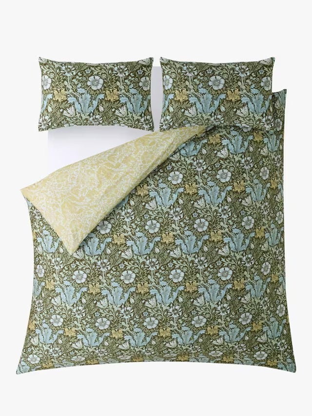 William Morris At Home Compton Green Cotton Sateen Duvet Cover Set - King