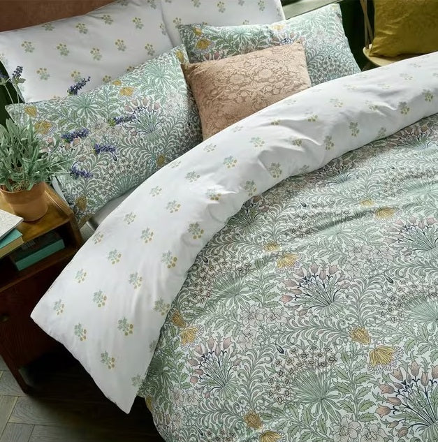 William Morris At Home Garden Green Cotton Sateen Duvet Cover Set - King