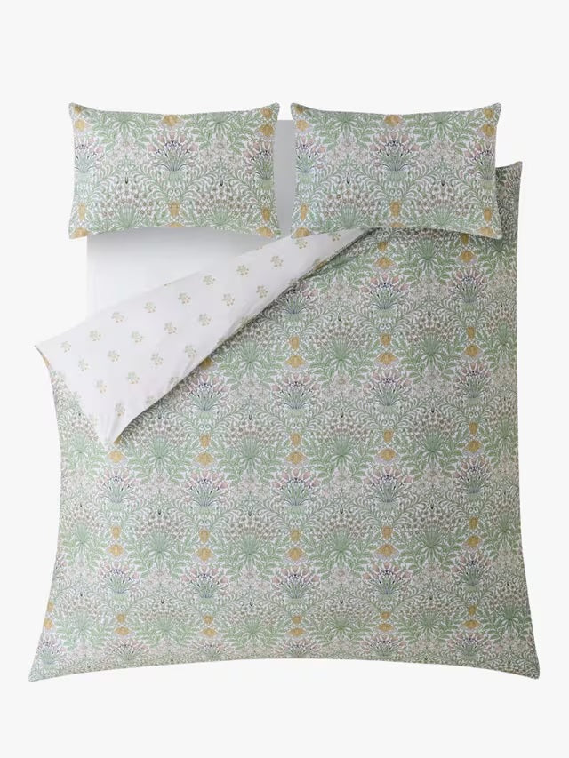 William Morris At Home Garden Green Cotton Sateen Duvet Cover Set - King