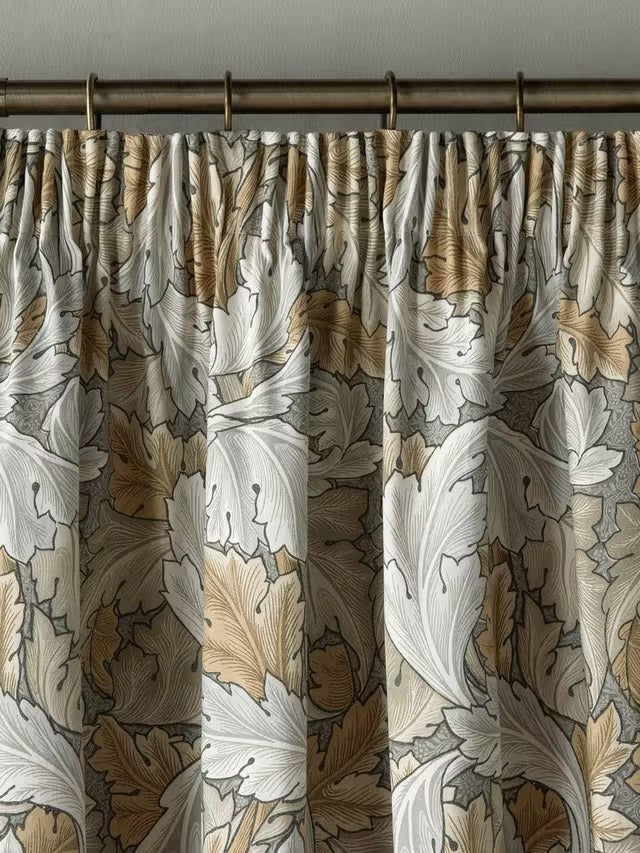 William Morris Acanthus Blackout Pencil Pleat Curtains 229 x 229cm - Flint