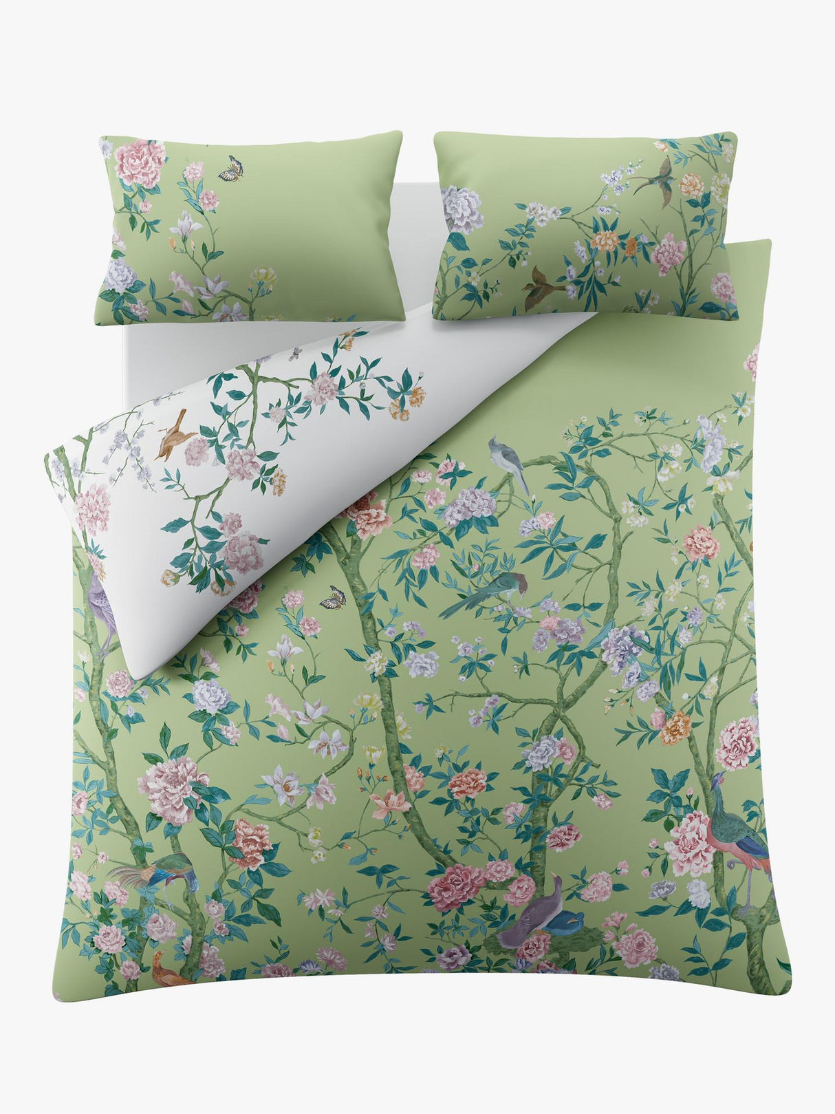 Graham & Brown Chinoiserie Garden Cotton Super King Duvet Cover Set - Green