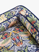 Morris & Co. Strawberry Thief Print Large Dog Sofa Bed - Navy Blue/Multi - Kazoop 