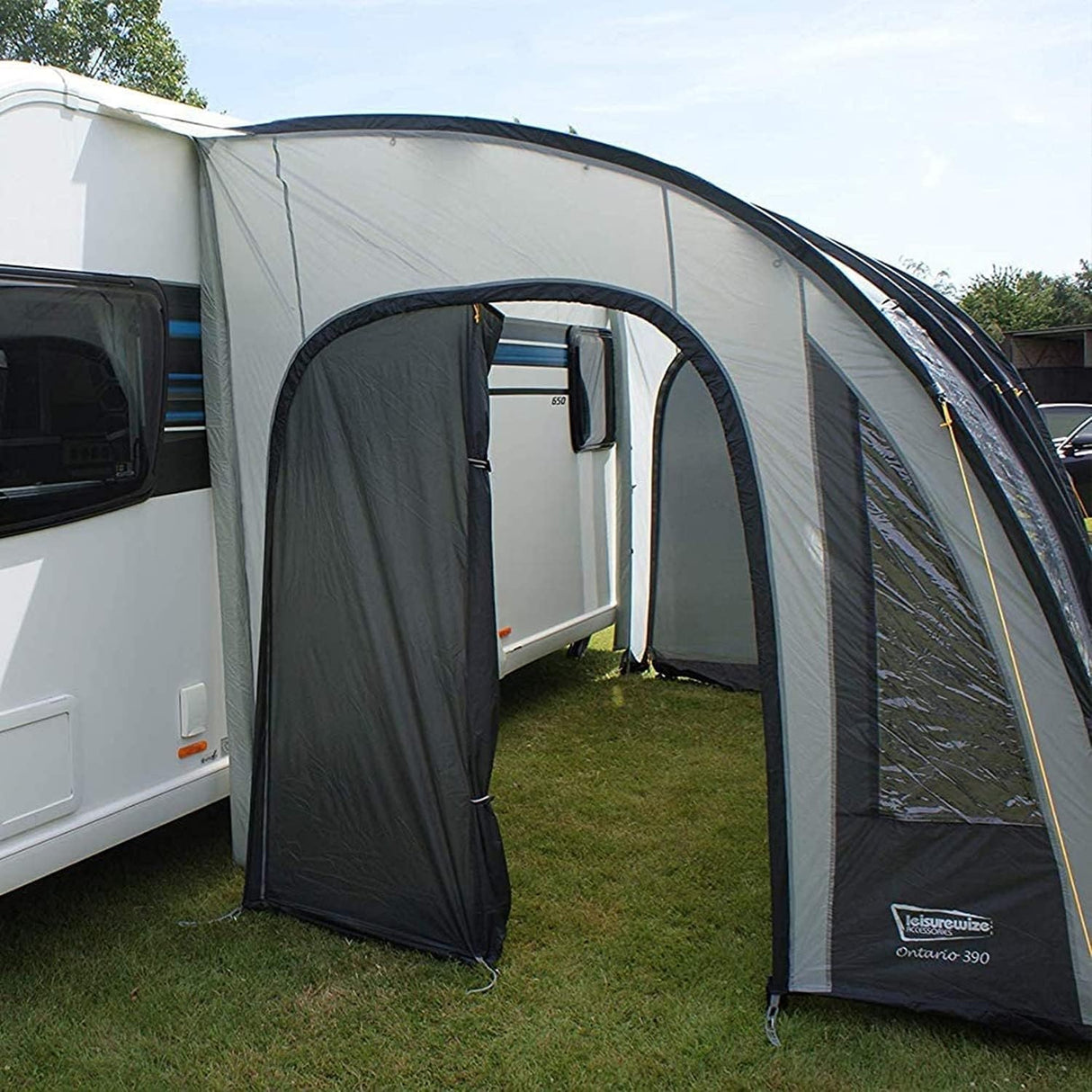 Leisurewize 390 Ontario Waterproof Caravan Porch Awning 390x240cm - Charcoal - Kazoop 
