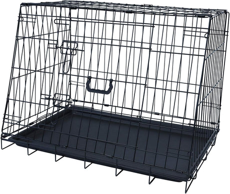 Streetwize 30" Delux Slanted Boot Dog Crate 76 x 56 x 54cm - Medium - Black - Kazoop 