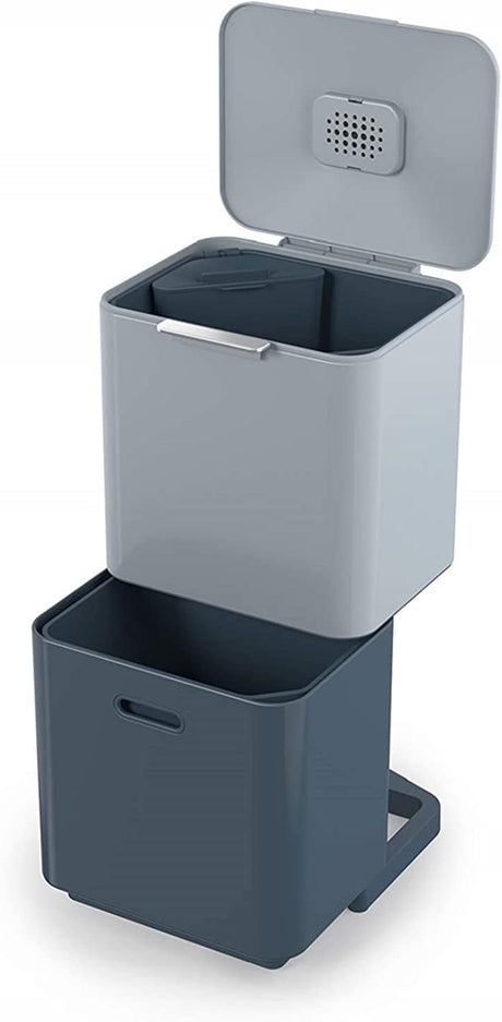 Joseph Joseph Totem Max 60L Waste Split Separation Recycling Bin - Grey Blue - Kazoop 
