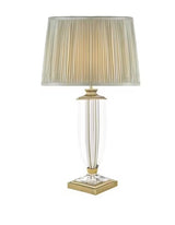 Laura Ashley Carson Crystal Tapered Drum Table Lamp - Sage/Antique Brass