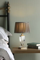Laura Ashley Carson Crystal Tapered Drum Table Lamp - Sage/Antique Brass