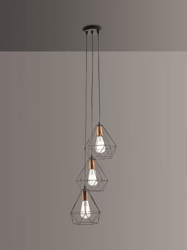 Där Deyon 3 Pendant Cluster Modern Industrial Ceiling Light - Black/Copper