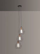 Där Deyon 3 Pendant Cluster Modern Industrial Ceiling Light - Black/Copper