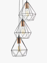 Där Deyon 3 Pendant Cluster Modern Industrial Ceiling Light - Black/Copper