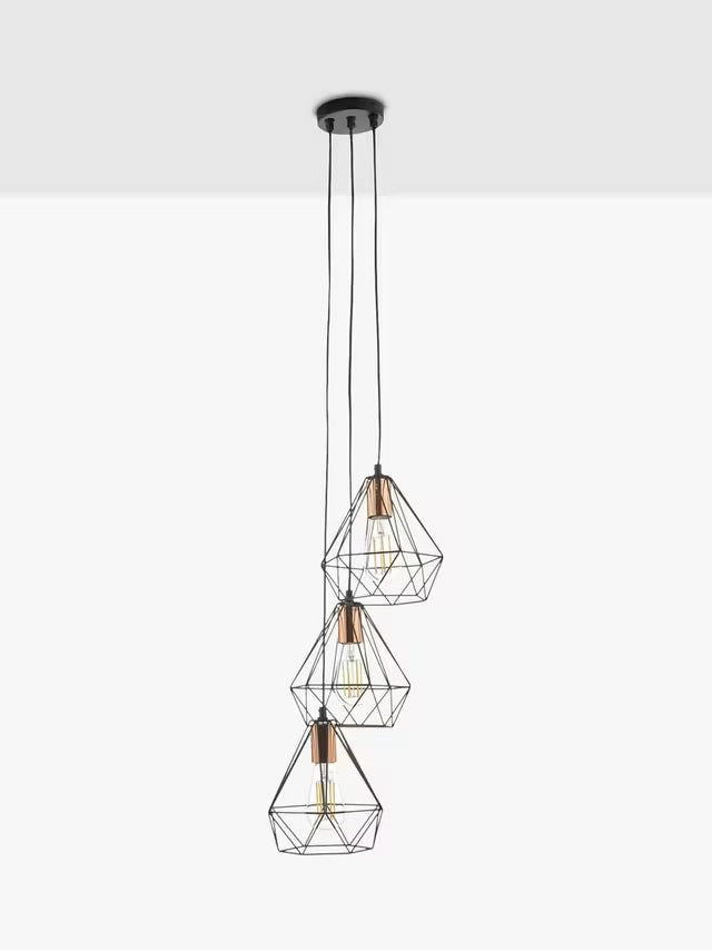 Där Deyon 3 Pendant Cluster Modern Industrial Ceiling Light - Black/Copper