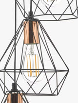 Där Deyon 3 Pendant Cluster Modern Industrial Ceiling Light - Black/Copper