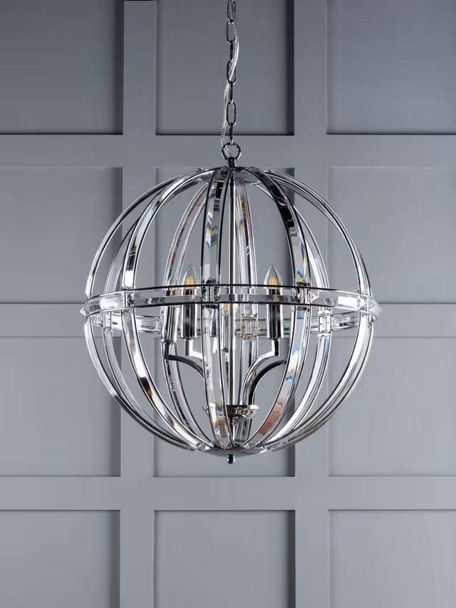 Laura Ashley Aidan Crystal Grand Ceiling Light - Clear/Polished Chrome