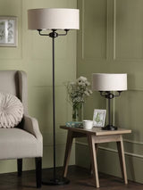 Laura Ashley Sorrento 3 Light Linen Shade Foot Switch Floor Lamp - Natural