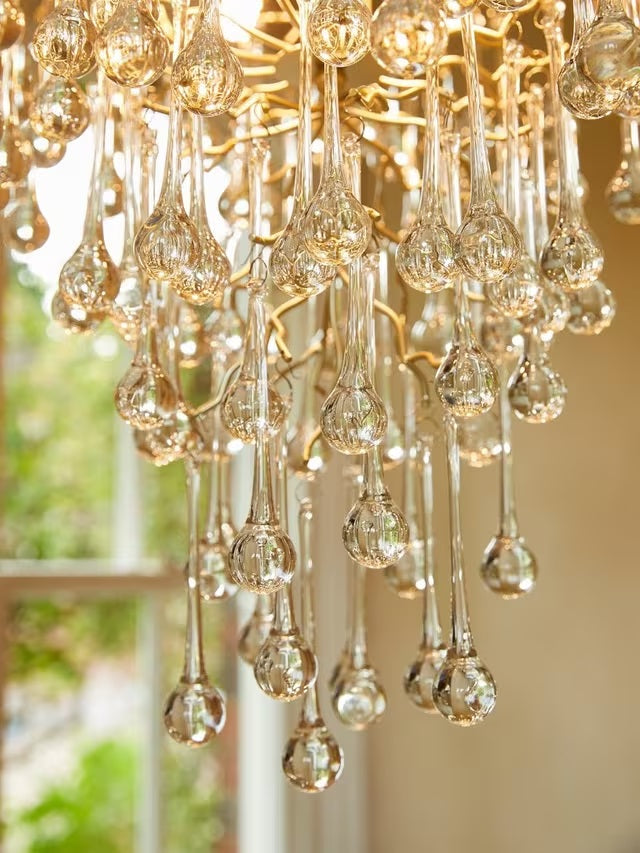 Laura Ashley Willlow Crystal Chandelier Ceiling Pendant Light - Champagne