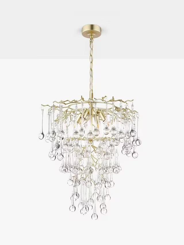 Laura Ashley Willlow Crystal Chandelier Ceiling Pendant Light - Champagne