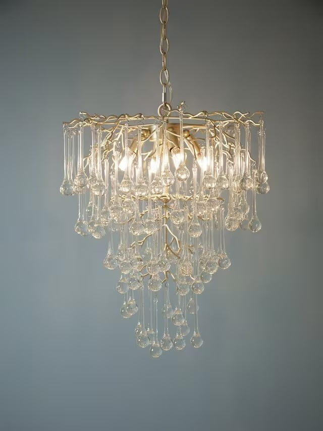 Laura Ashley Willlow Crystal Chandelier Ceiling Pendant Light - Champagne