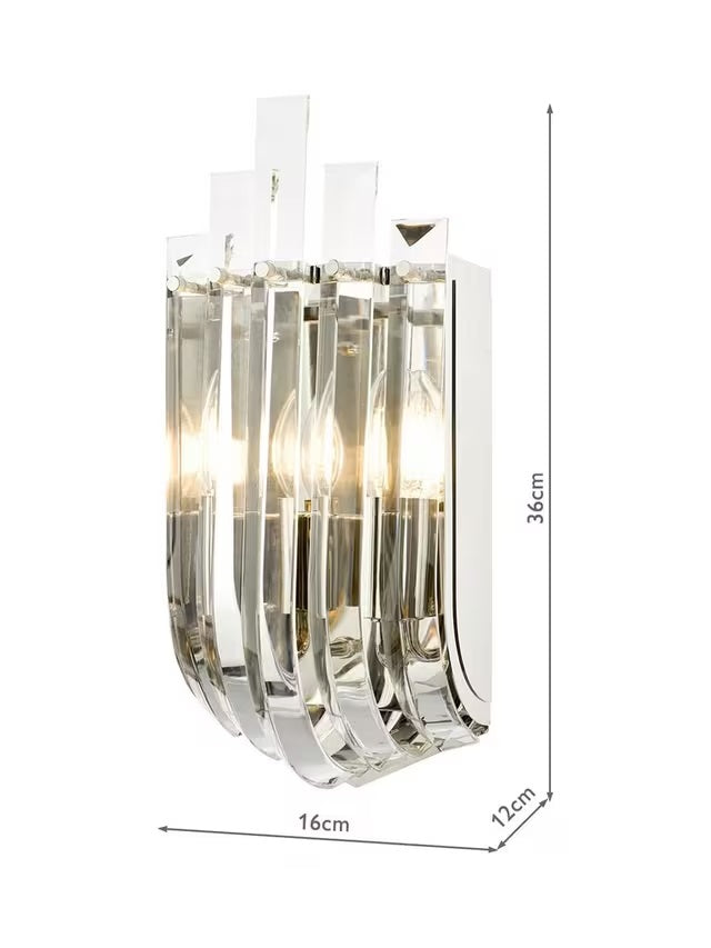 English Heritage Eltham 2 Light Swagged Crystal Wall Light - Clear/Nickel