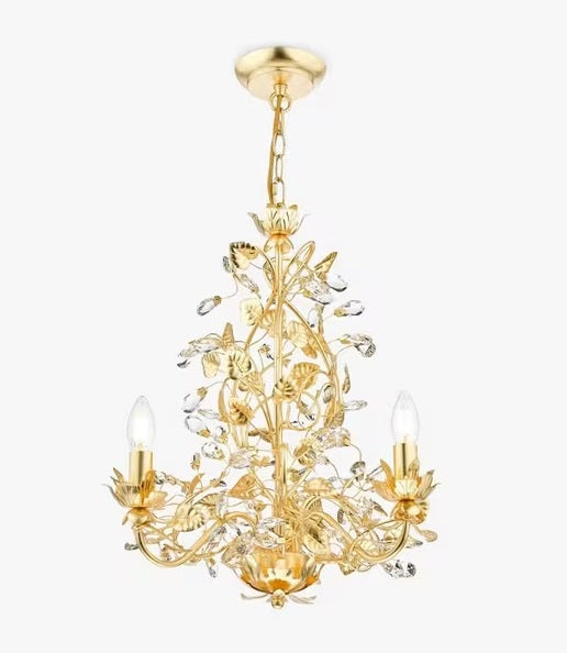 English Heritage Audley End 3 Light Tole Chandelier Ceiling Light - Gold