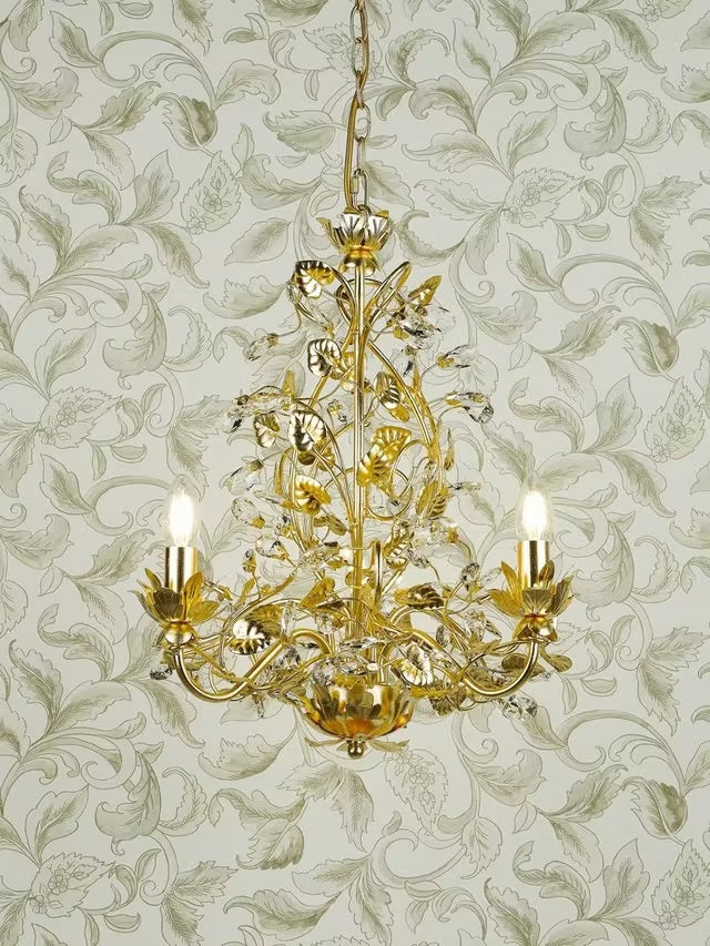 English Heritage Audley End 3 Light Tole Chandelier Ceiling Light - Gold