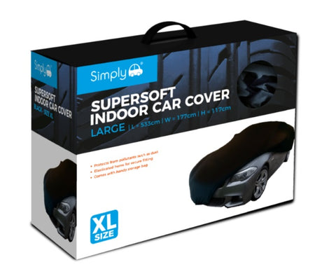 Simply SWCC4 XL Supersoft Cotton Indoor Protective Car Cover XL - Black - Kazoop 