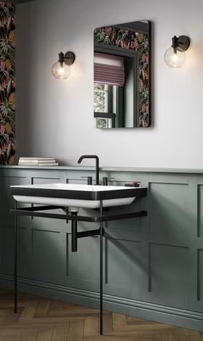 HiB Fusion Curve Minimalist Metallic Bathroom Mirror 60 x 40cm - Matt Black