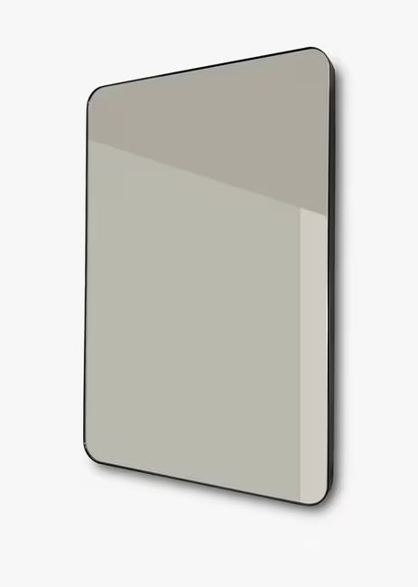HiB Fusion Curve Minimalist Metallic Bathroom Mirror 60 x 40cm - Matt Black