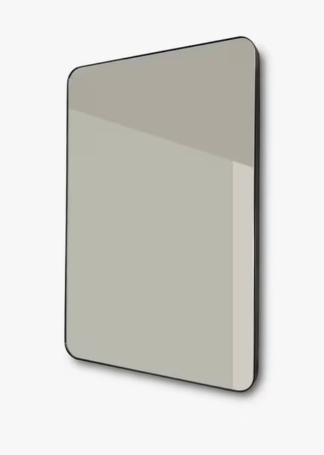 HiB Fusion Curve Minimalist Metallic Bathroom Mirror 60 x 40cm - Matt Black