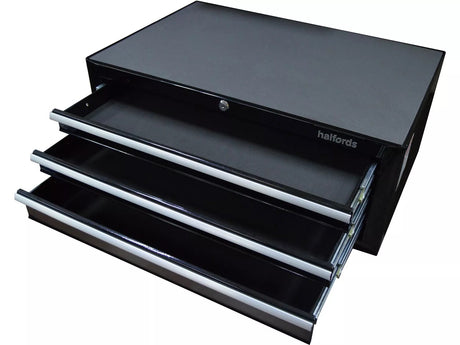 Halfords Garage Workshop Key Lock Tool Storage 3 Drawer Middle Chest - Black