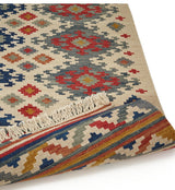 John Lewis Fusion 100% Wool Pile Souk Kelim Rug L240 x W170 - Blue