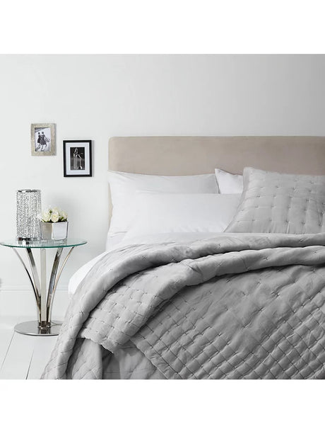 John Lewis Boutique Hotel Silk Quilt Bedspread L260 x W245cm - Grey - Kazoop 