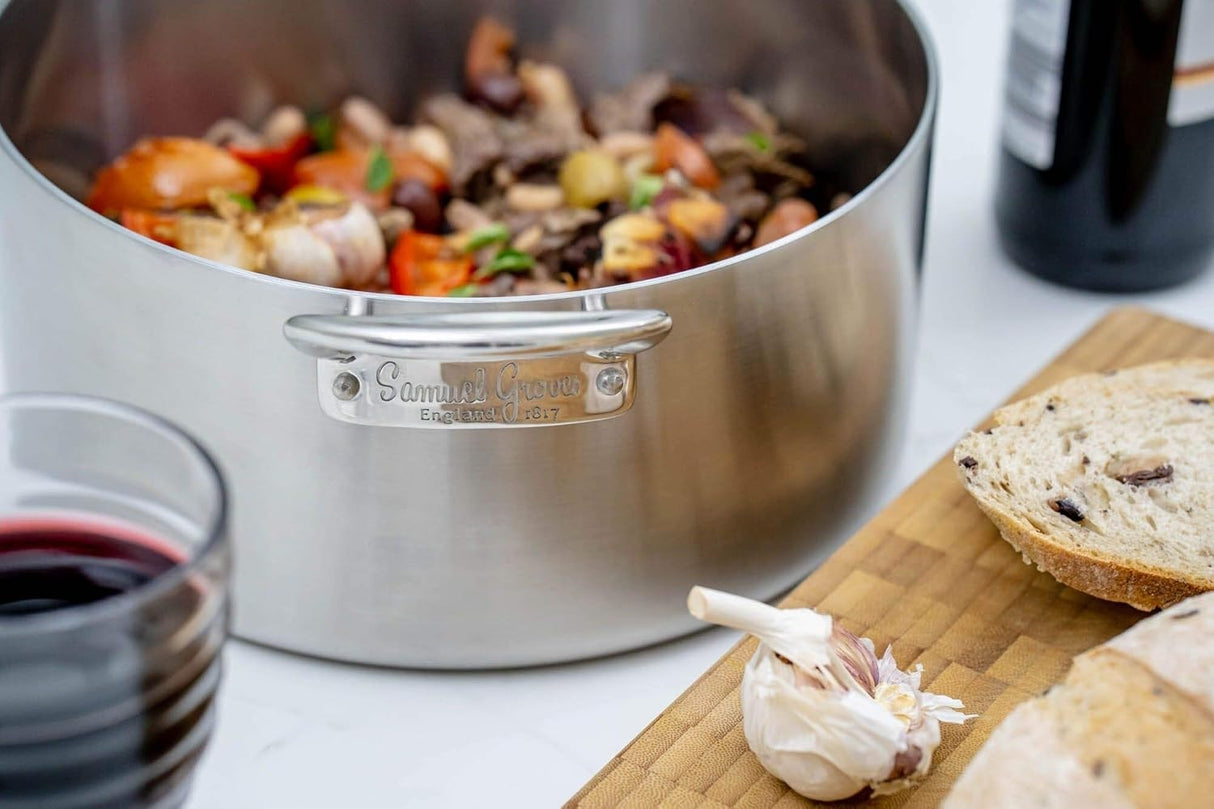 Samuel Groves Tri-Ply 26cm Oven Safe Casserole & Lid - Stainless Steel