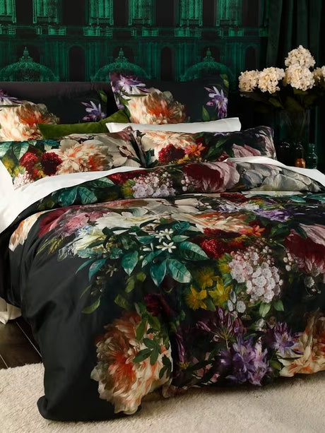 MM Linen Fiori Floral Multicoloured Cotton Duvet Cover Set - Super King - Kazoop 