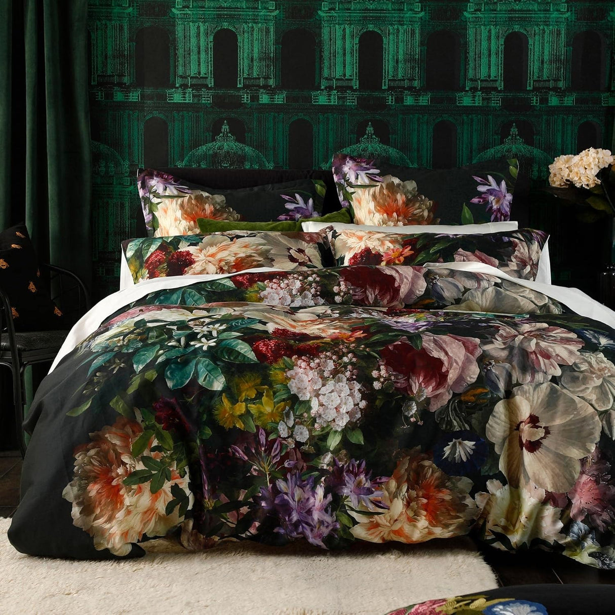 MM Linen Fiori Floral Multicoloured Cotton Duvet Cover Set - Super King - Kazoop 
