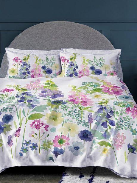 Bluebellgray Foxglove Cotton King Size Duvet Cover Set L200 x W230cm - Multi