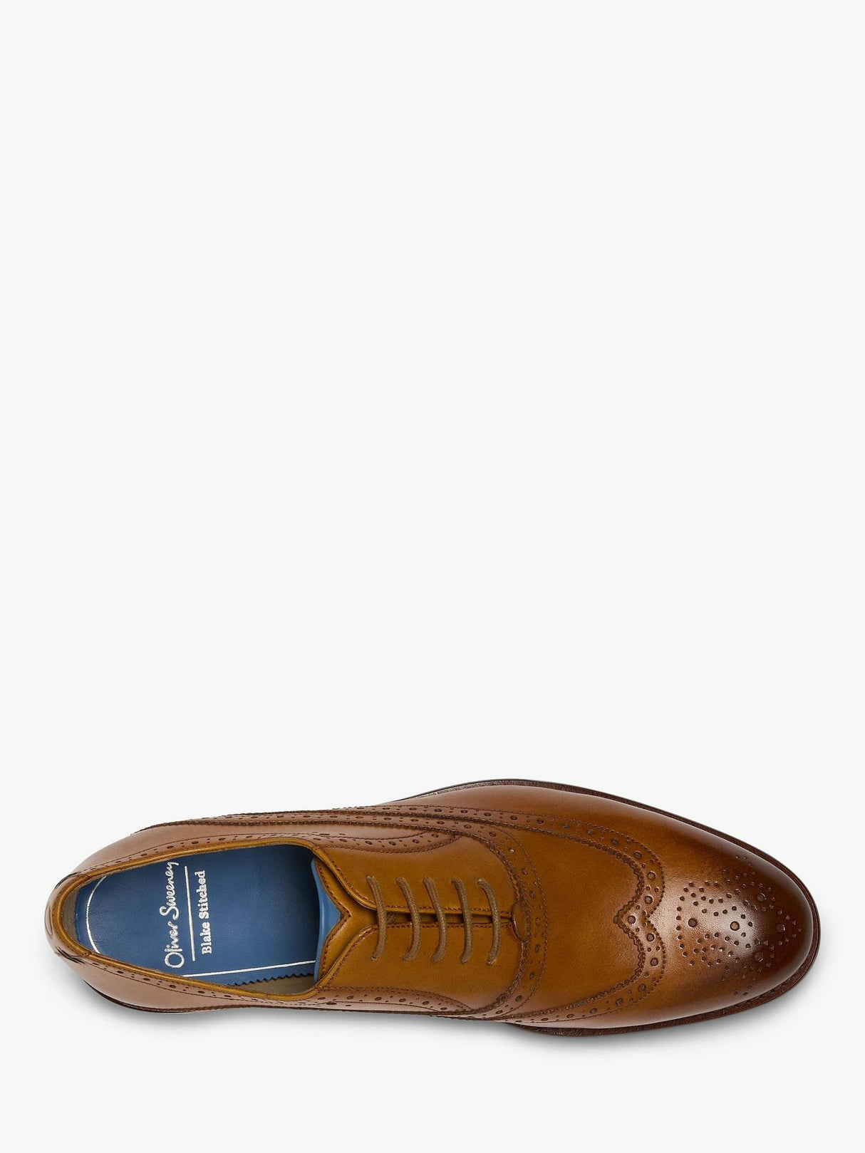 Oliver Sweeney Mens Ledwell Lace-Up Leather Brogues - Light Tan - Size 8