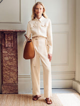 Vivere Womens Gabriel Utility Viscose Blend Jumpsuit Off White - Size 12