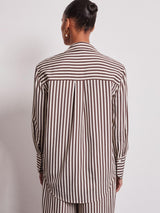 Vivere Lois Stripe Womens Viscose Blend Shirt - Cream/Brown - Size 6