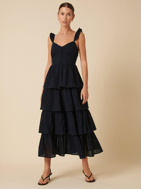 Nobody's Child Womens Rhys Pure Organic Cotton Midi Dress - Navy Size 14