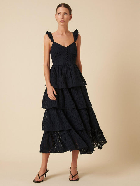 Nobody's Child Womens Rhys Pure Organic Cotton Midi Dress - Navy Size 14