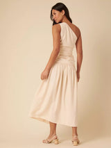 Nobody's Child Trent Womens Viscose One Shoulder Midi Dress White - Size 12