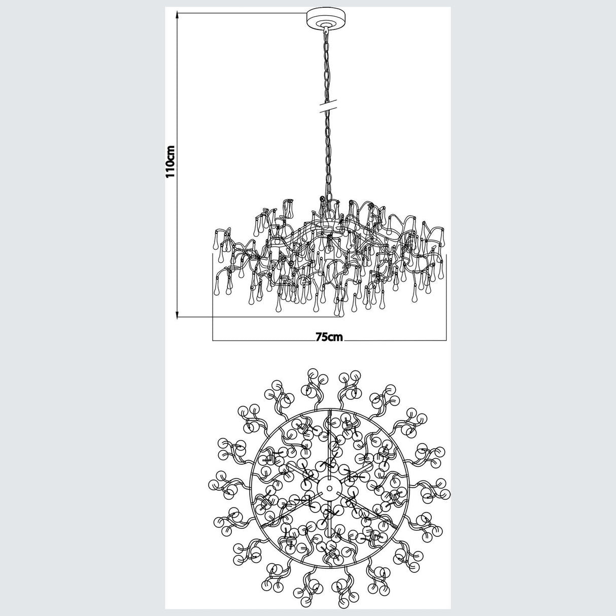 John Lewis Victoria 3 Light Dimmable Pendant Ceiling Light H110 x 75cm Large