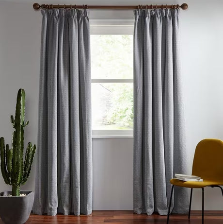 John Lewis Mara Diamond Lined Pencil Pleat Curtains W228 x Drop 182cm - Blue
