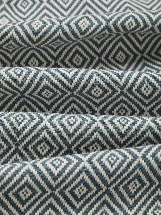 John Lewis Mara Diamond Lined Pencil Pleat Curtains W228 x Drop 182cm - Blue