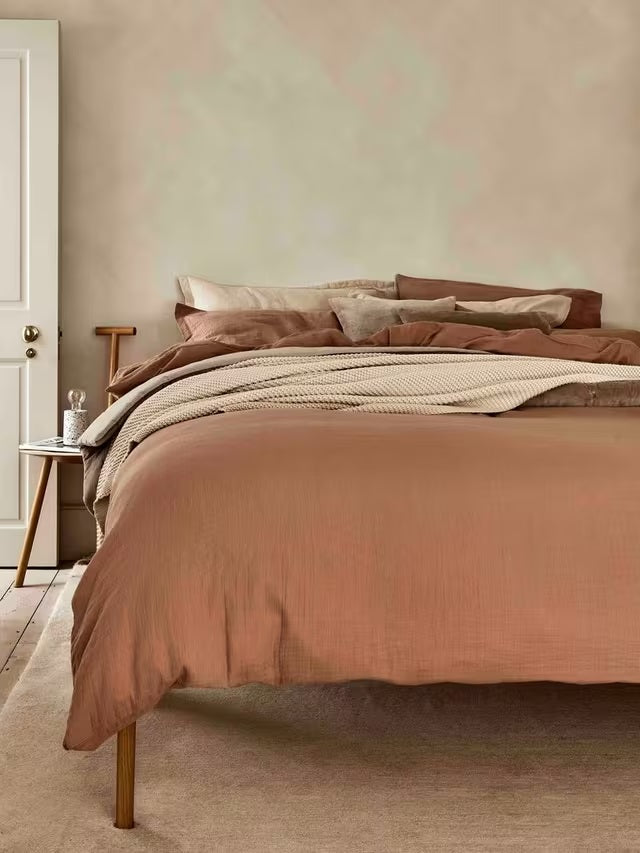 Christy Organic Retreat Soft Cotton Double 200x200cm Duvet Cover Set - Clay