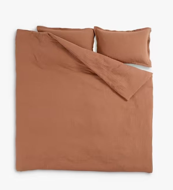 Christy Organic Retreat Soft Cotton Double 200x200cm Duvet Cover Set - Clay