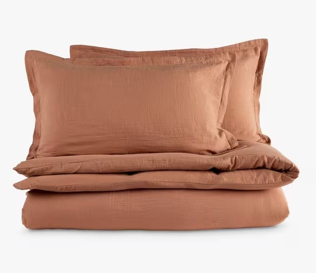 Christy Organic Retreat Soft Cotton Double 200x200cm Duvet Cover Set - Clay