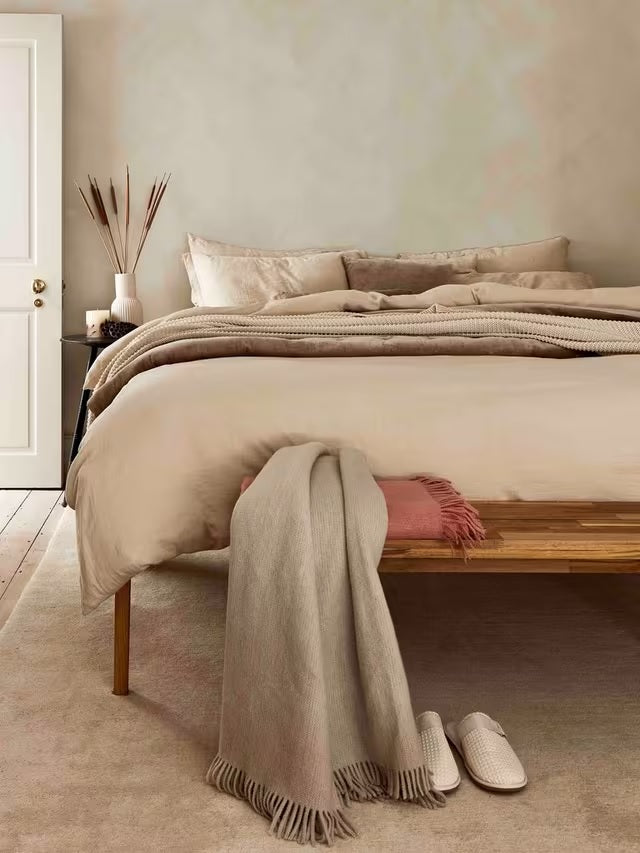 Christy Organic Retreat Cotton Double 200x200cm Duvet Cover Set - Oat Beige