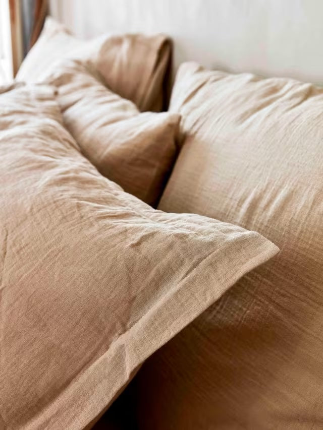 Christy Organic Retreat Cotton Double 200x200cm Duvet Cover Set - Oat Beige