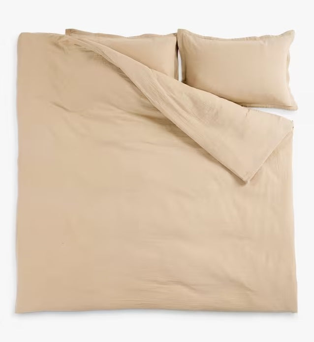 Christy Organic Retreat Cotton Double 200x200cm Duvet Cover Set - Oat Beige
